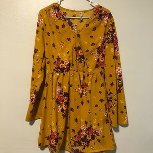 Live 4 Truth floral yellow long sleeve mini dress